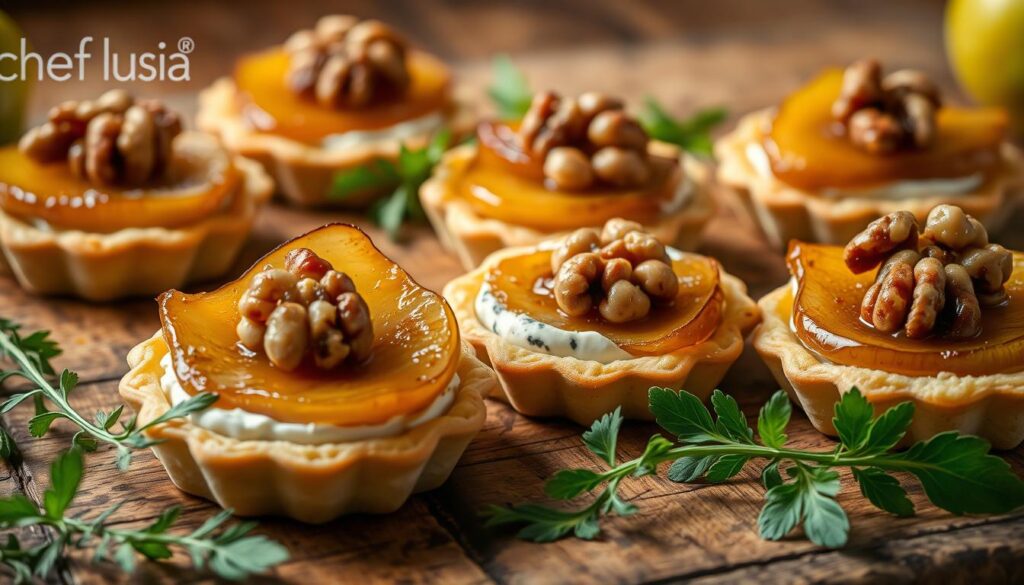 Tartaletas de queso azul con peras Tartaletas de queso azul con peras