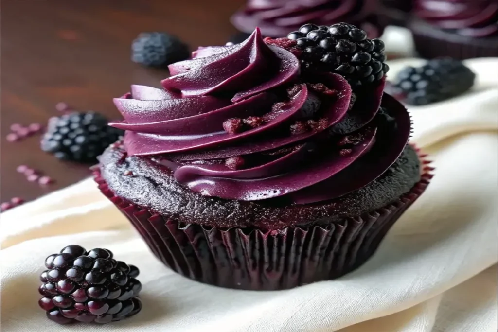 Dark Chocolate Blackberry Cupcakes
