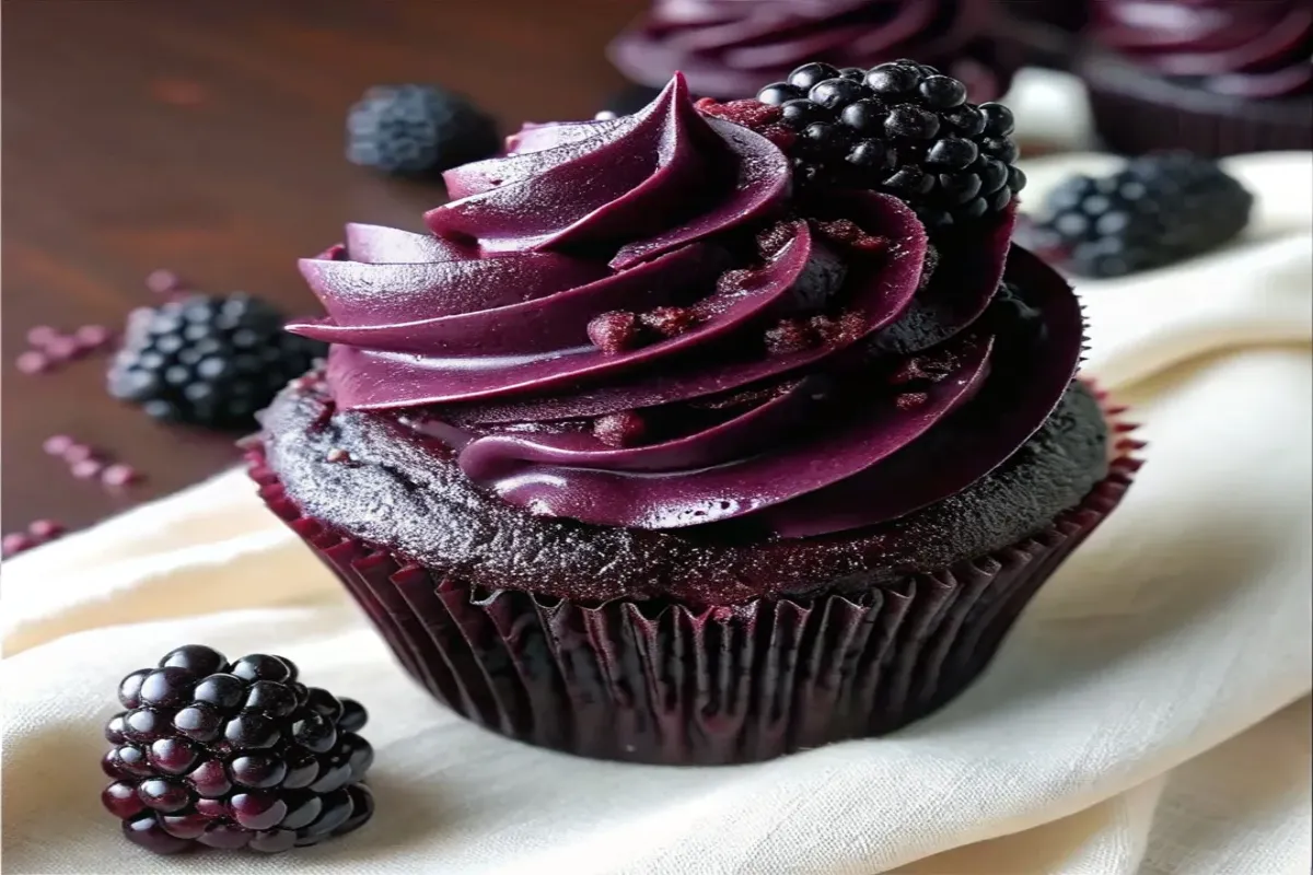 Dark Chocolate Blackberry Cupcakes