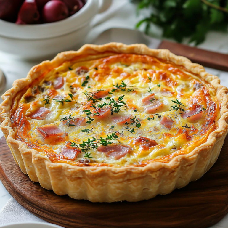 Quiché de Queso, Jamón y Cebolla