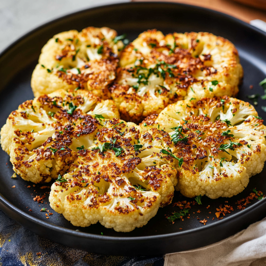 Filetes de coliflor asados crujientes