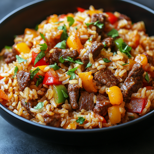 Arroz con Ternera y Pimientos