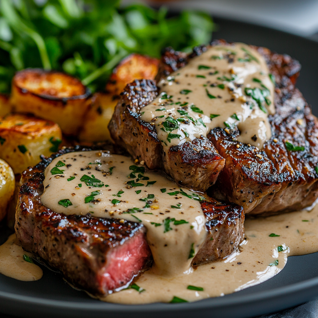 Bistec Jugoso con Salsa Cremosa