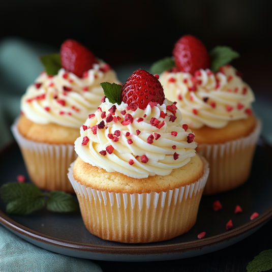 CUPCAKES DE FRESA Y VAINILLA
