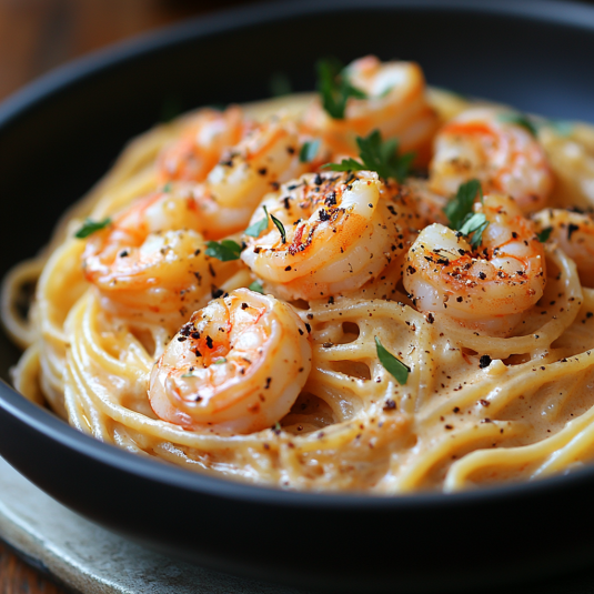 Espagueti Con Camarones A la Crema