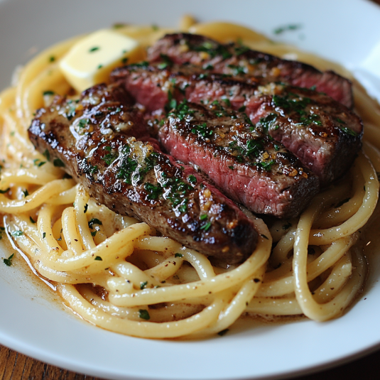 Filete con Pasta y Mantequilla