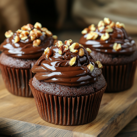 Pastelitos de chocolate y nuez con centro fundido