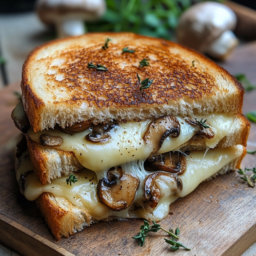 Sándwich de Queso a la Parrilla con Champiñones y Ajo