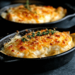 Bacalao encebollado gratinado con mayonesa de ajo
