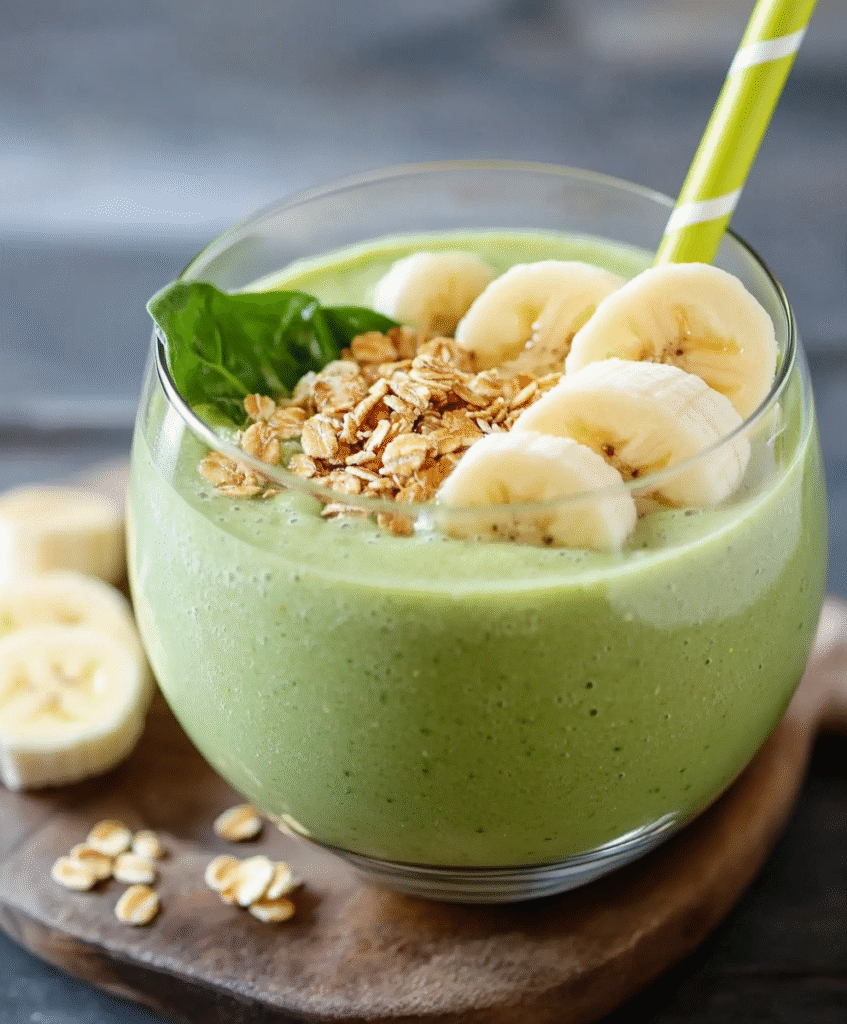 Batido Verde Proteico con Espinacas y Plátano