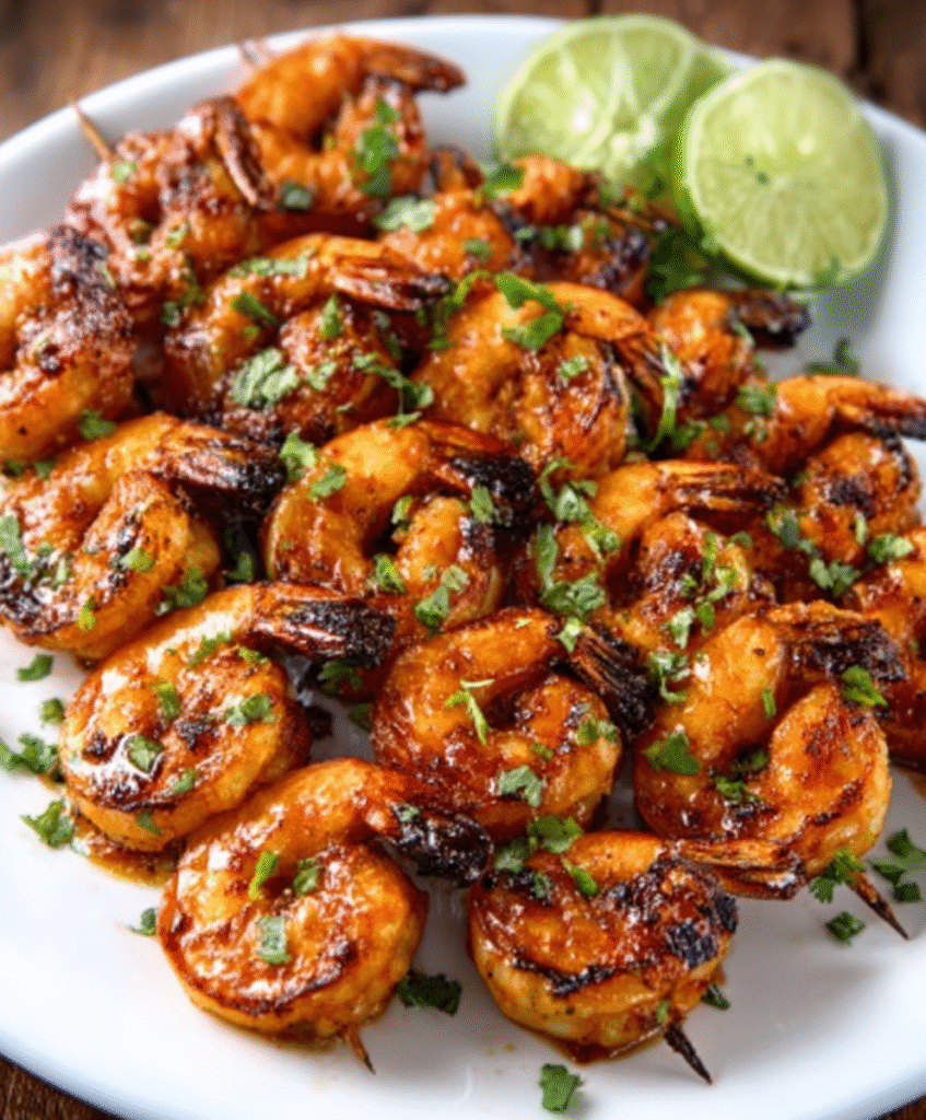 Brochetas de Camarón a la Parrilla con Limón y Chile