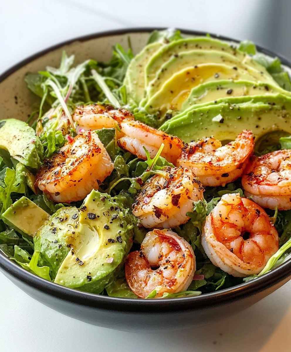Ensalada de Salicornia con Aguacate y Gambas