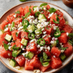 Ensalada de Sandía, Feta y Jalapeño con Hierbabuena