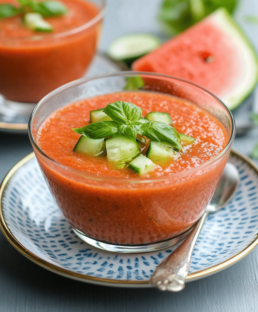 Gazpacho de Sandía y Pepino con Hierbas