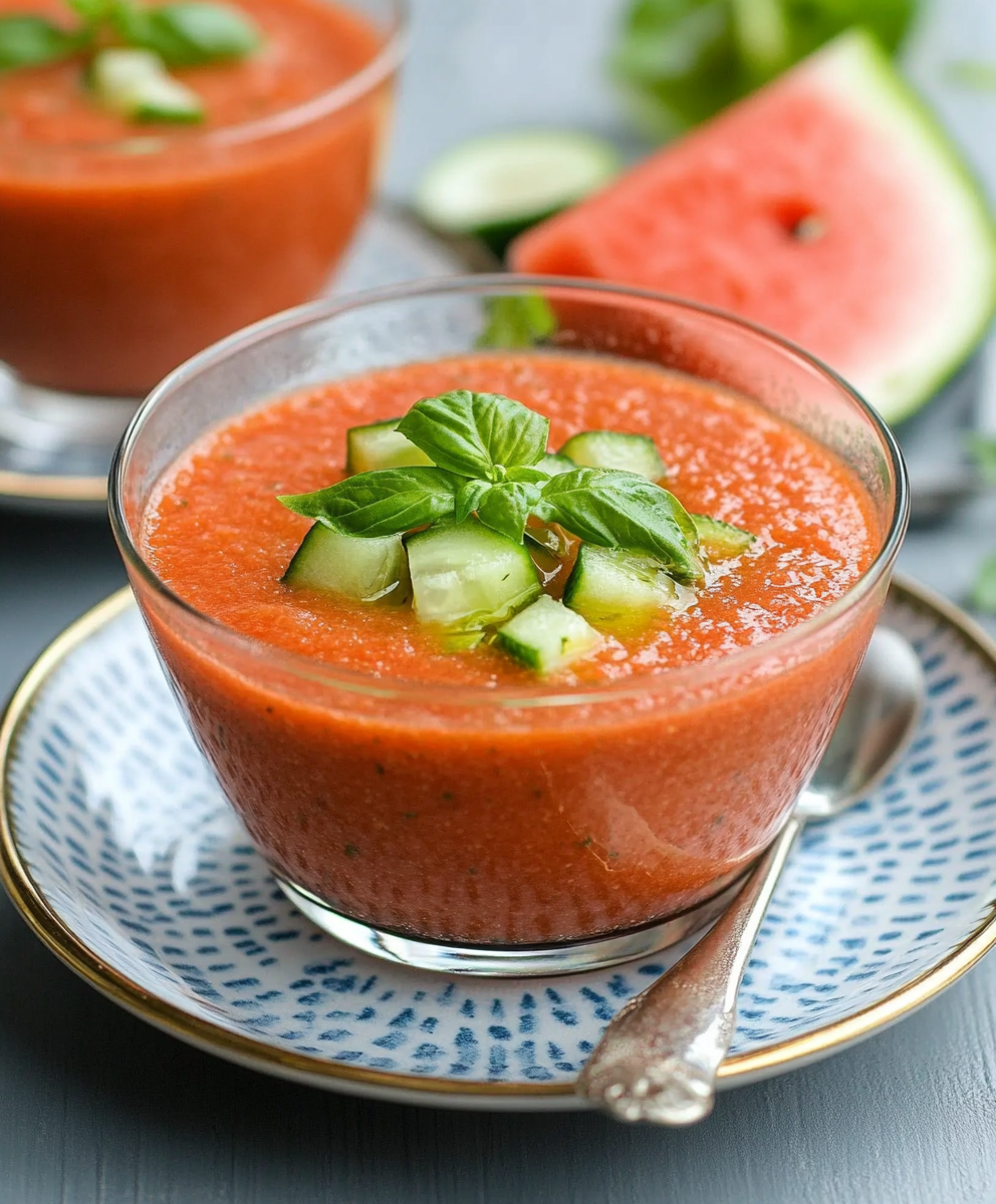 Gazpacho de Sandía y Pepino con Hierbas