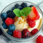 Helado Casero de Yogur Griego y Miel con Frutos Rojos