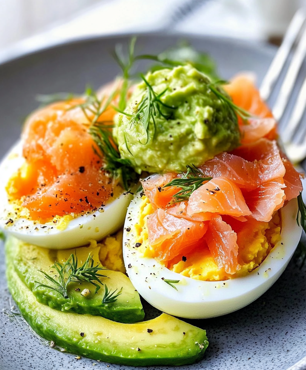 Huevos Rellenos de Salmonete y Aguacate