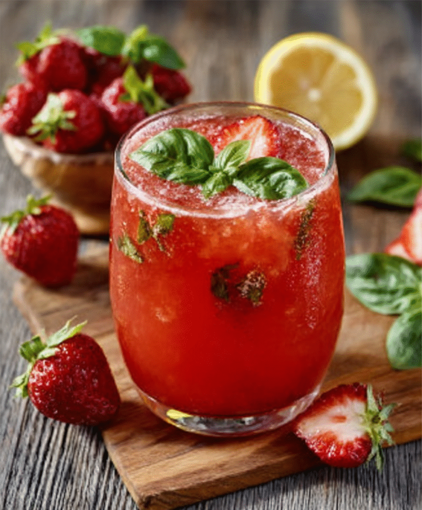 Limonada de Fresa y Albahaca