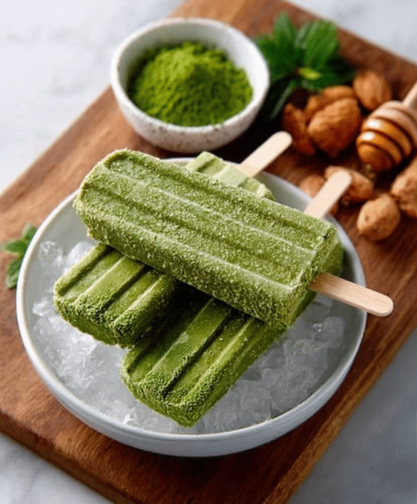 Paletas de Helado de Matcha y Coco