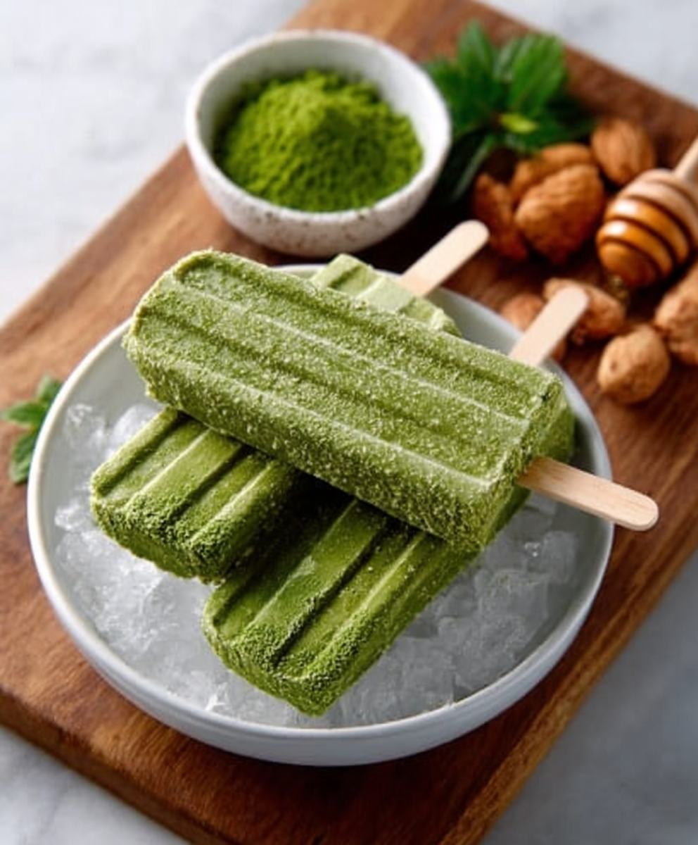 Paletas de Helado de Matcha y Coco