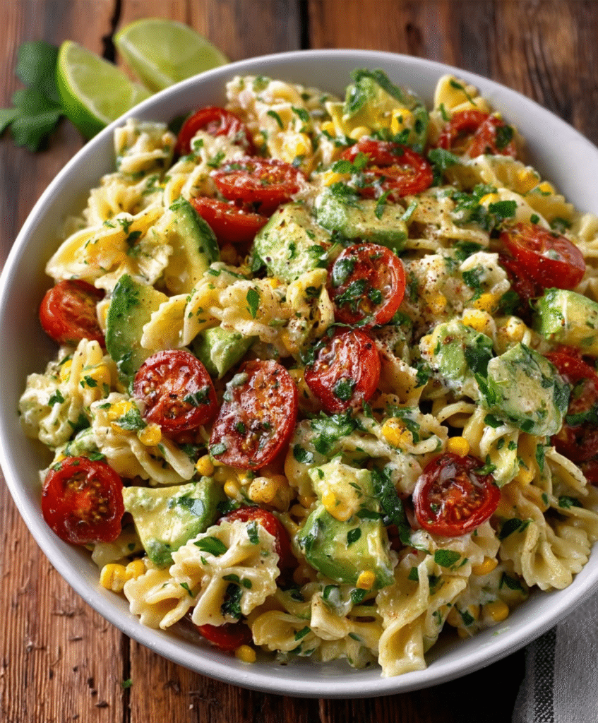 Pasta Fría con Aguacate y Lima