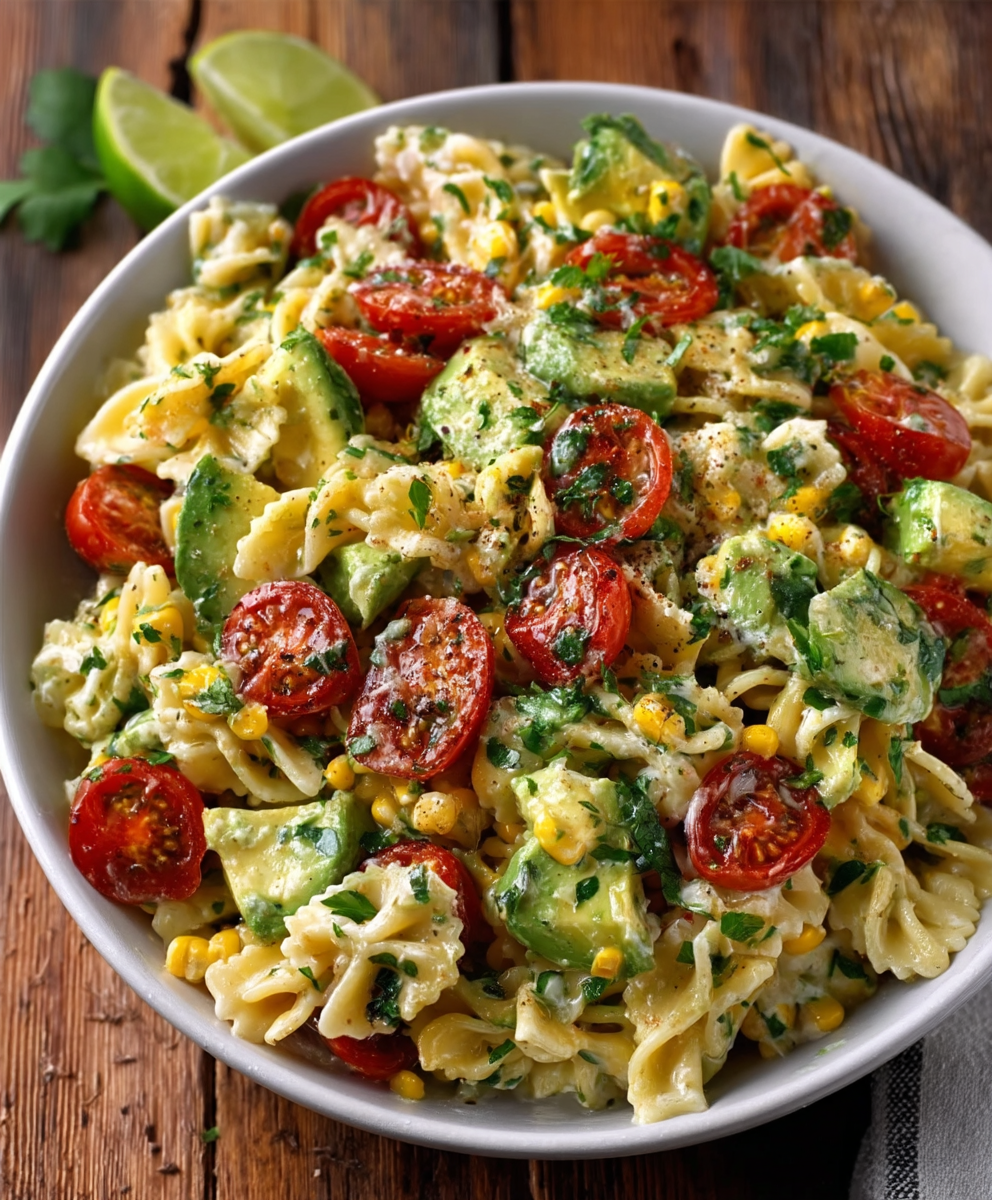 Pasta Fría con Aguacate y Lima