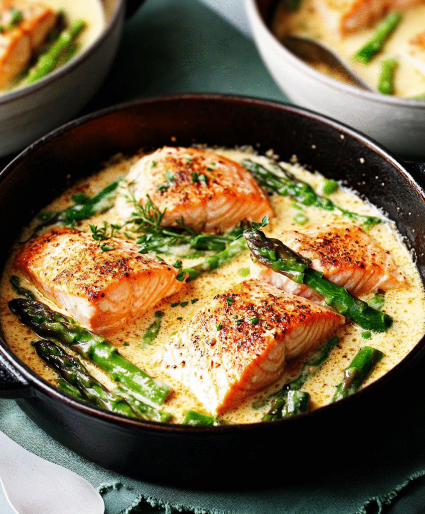 Salmon y Espárragos Cremosos
