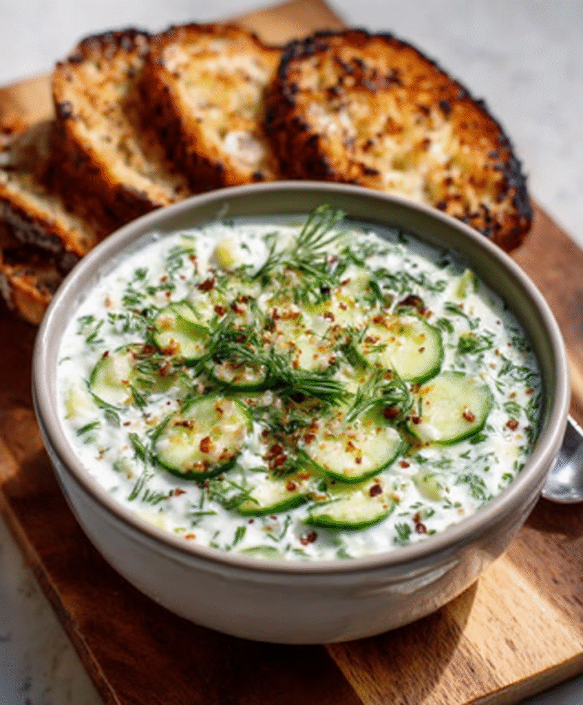 Sopa Fría de Pepino y Yogurt Griego