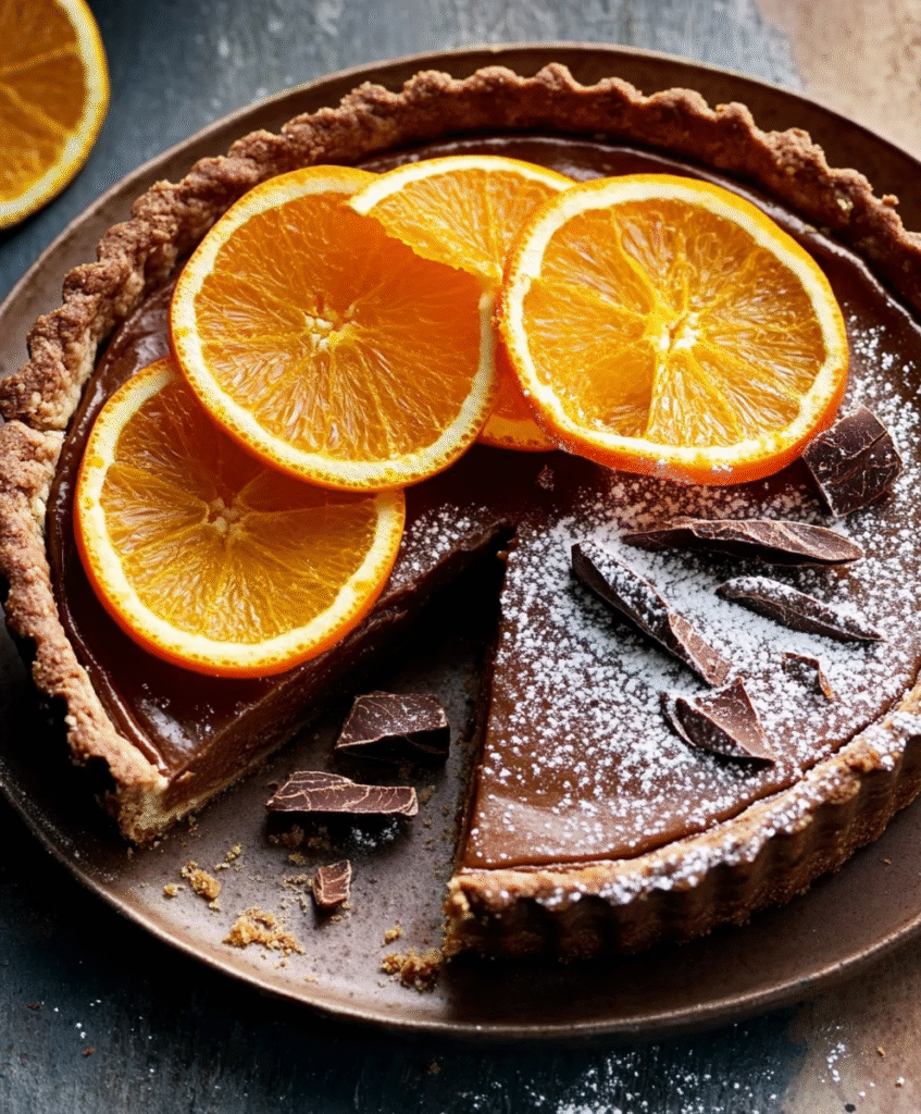 TARTALETA DE CACAO Y NARANJA.