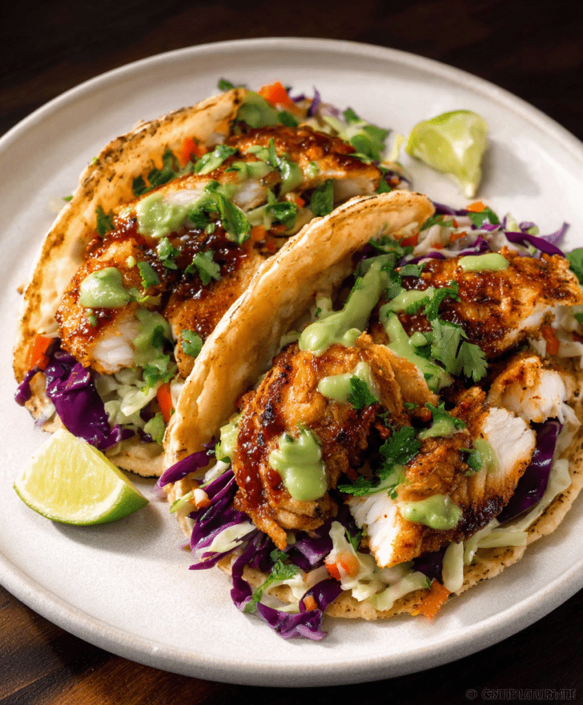 Tacos de Pescado Baja con Col Picante