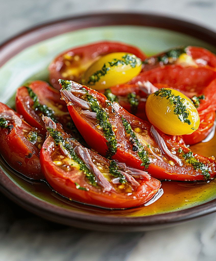 Tomate Raf Asado con Anchoas y Miel de Caña