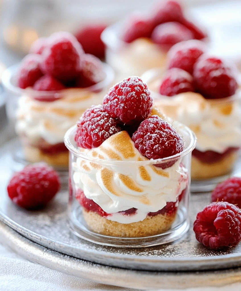 Vasitos de Frambuesa, Mascarpone y Merengue