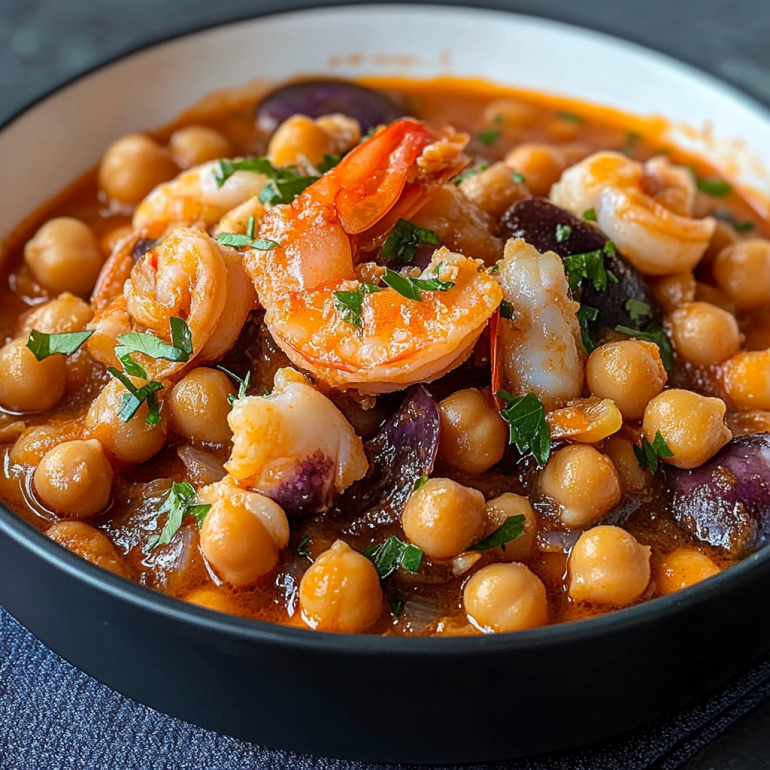 Garbanzos guisados con marisco