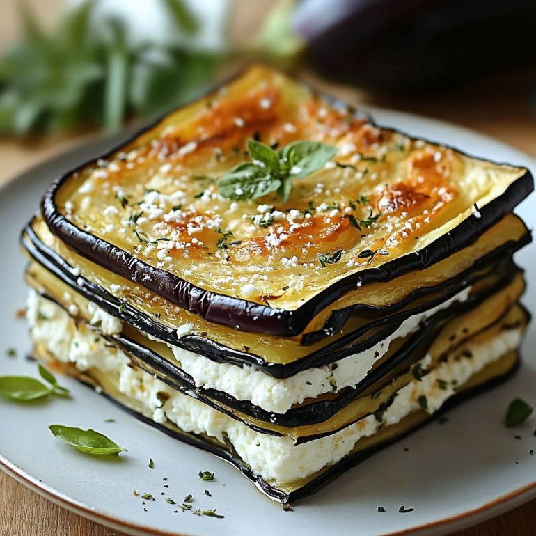 Milhojas de Calabacín, Berenjena y Queso de Cabra