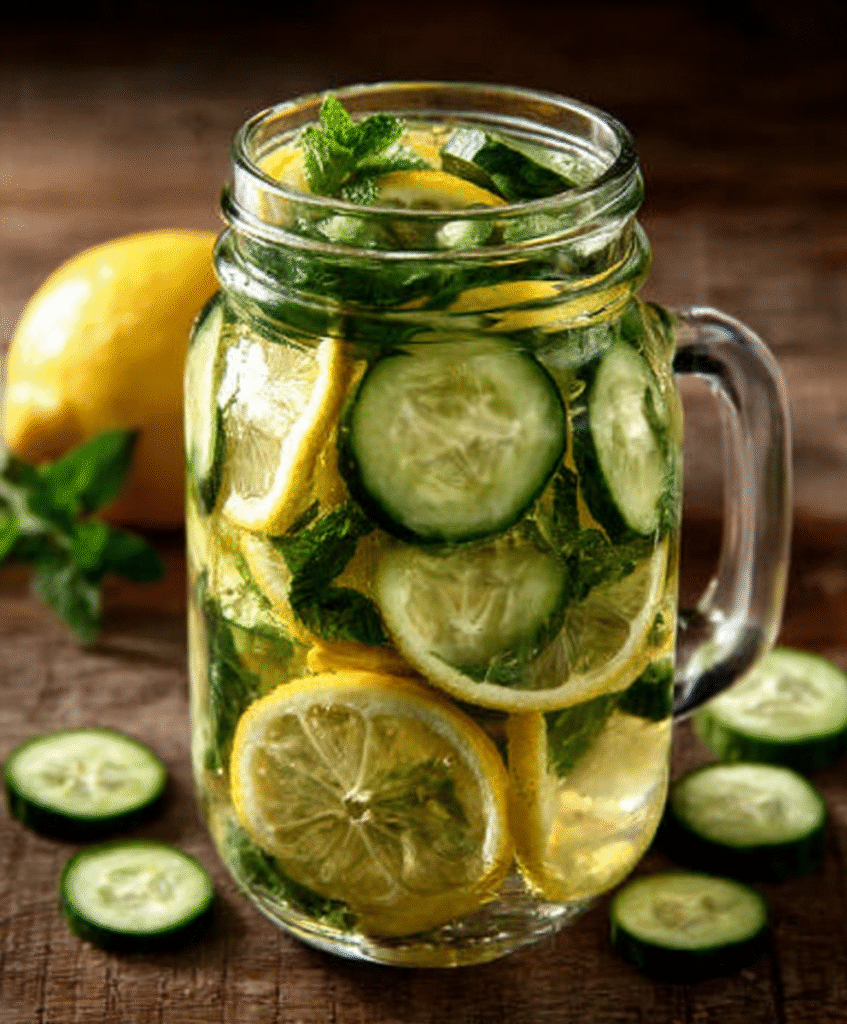 Agua detox de pepino y limón