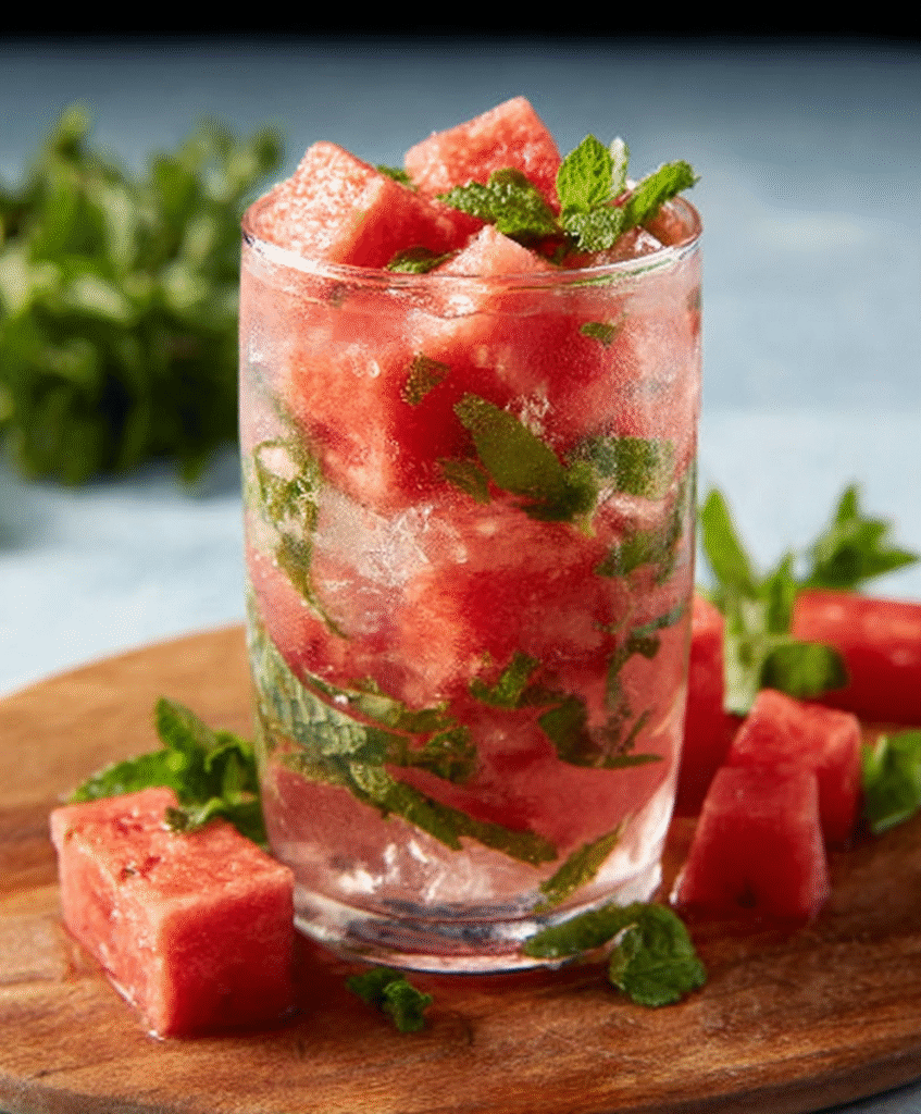 Agua fresca de sandía y menta