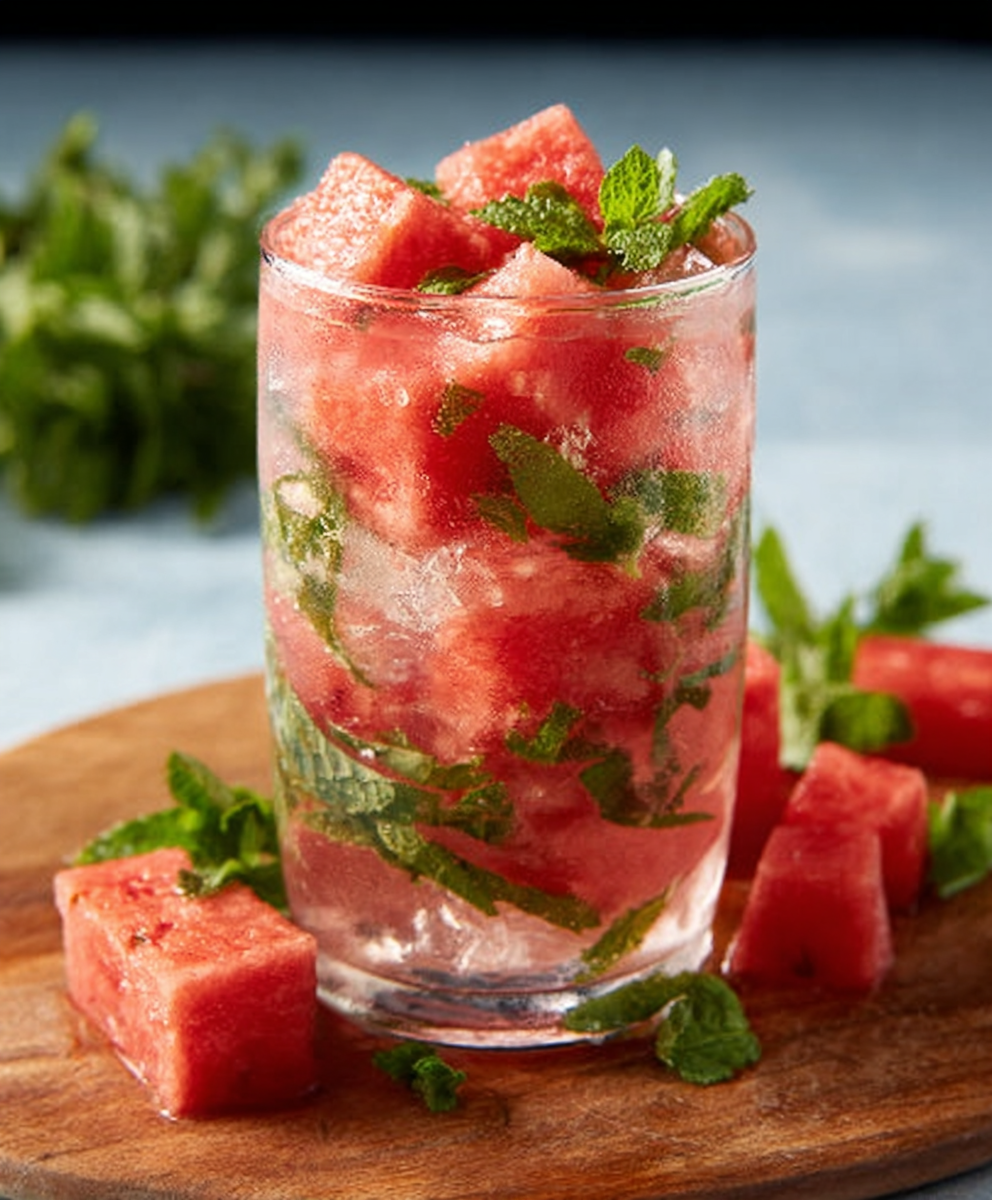 Agua fresca de sandía y menta