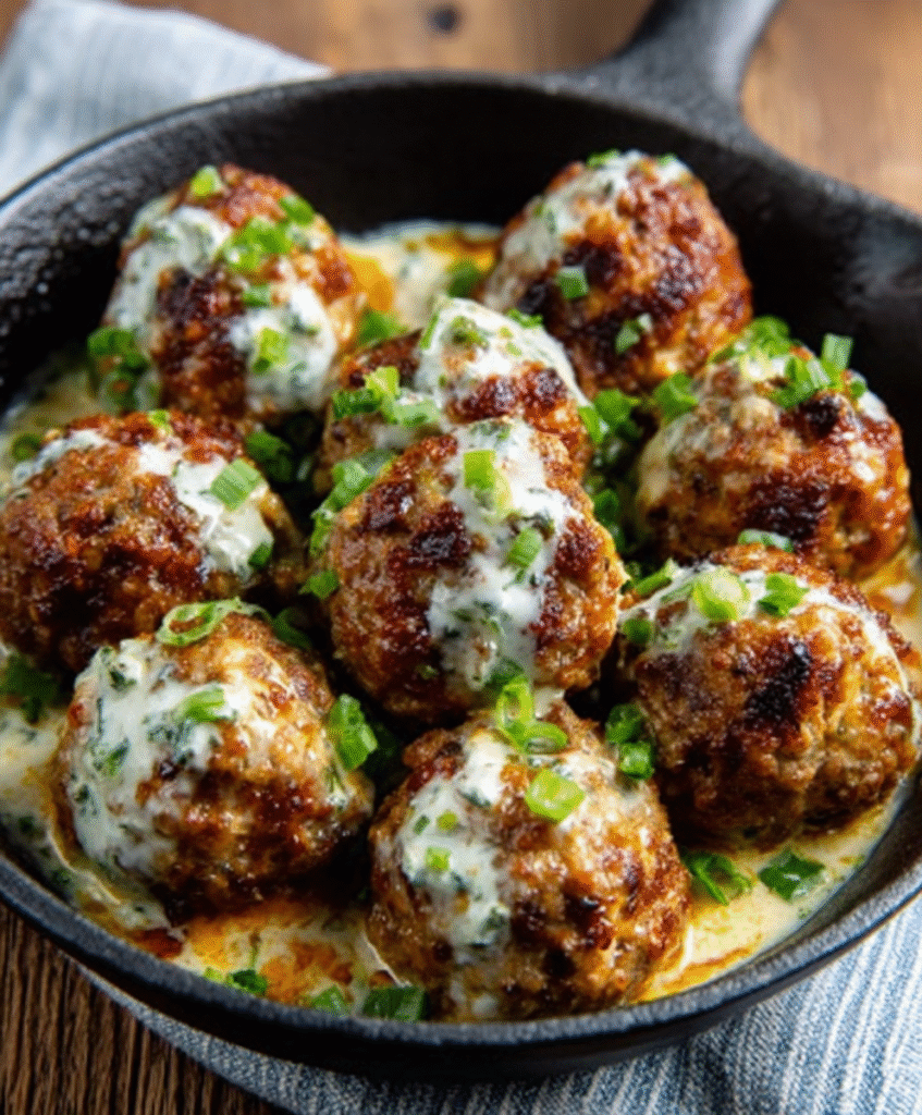 Albóndigas Keto en Salsa de Queso Azul