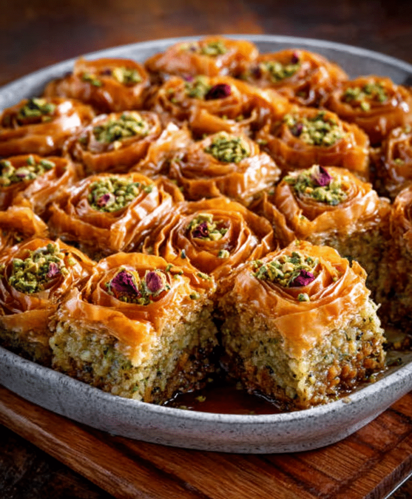 Baklava de pistacho y rosas