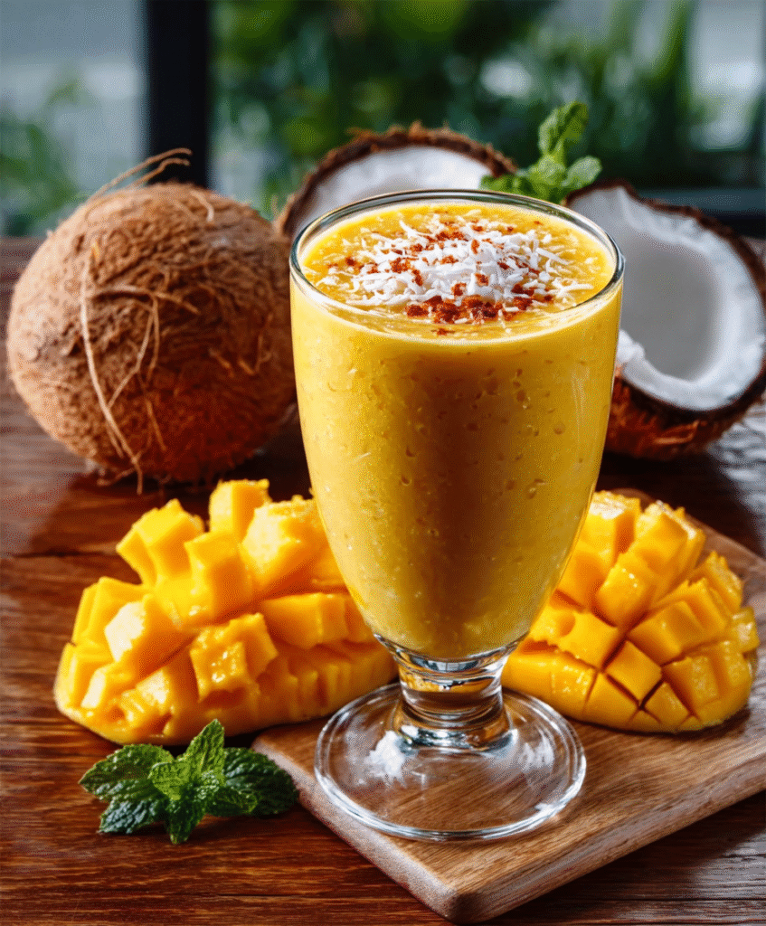 Batido tropical de mango y coco