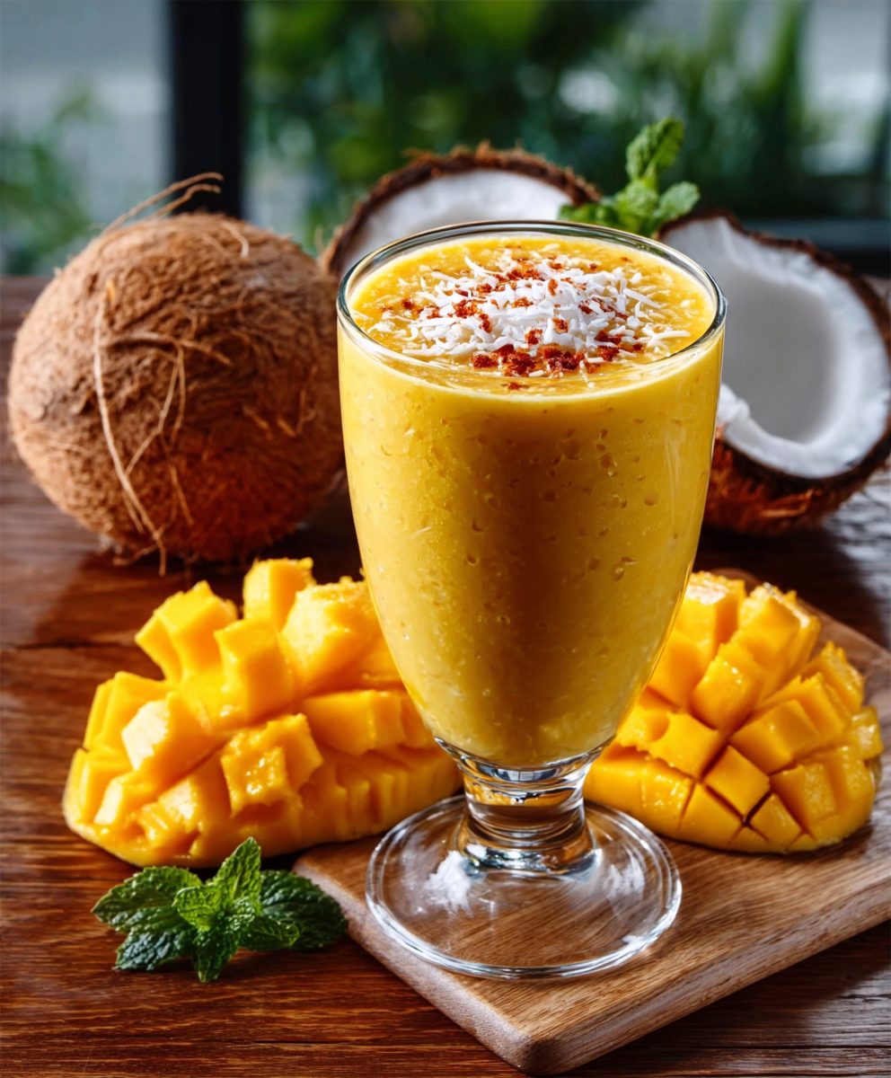 Batido tropical de mango y coco