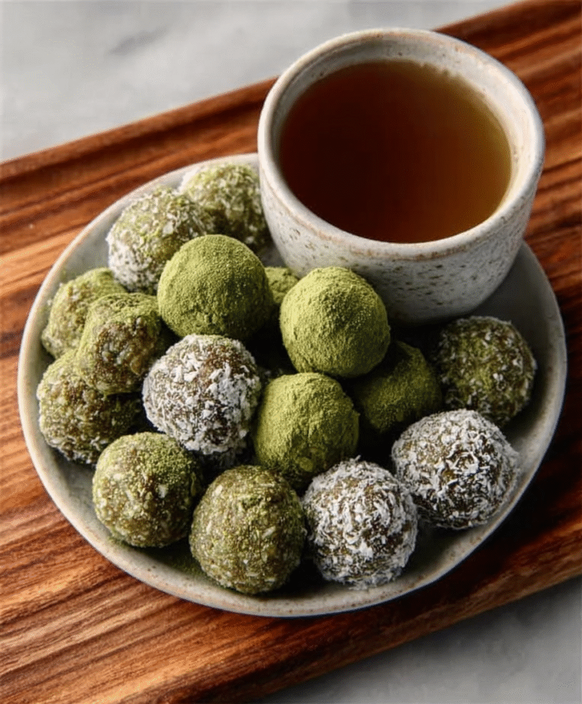 Bolitas energéticas de matcha con colágeno