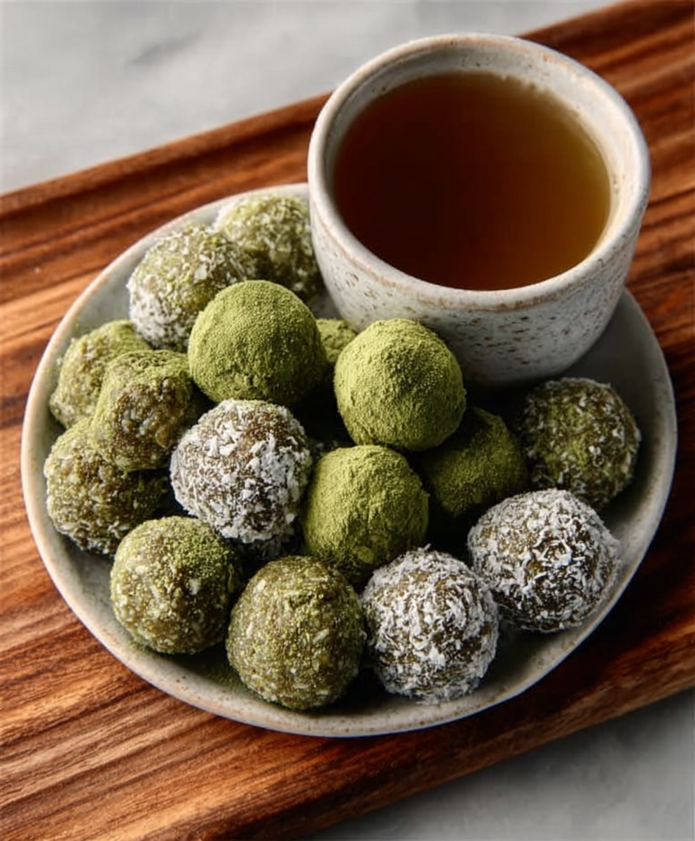 Bolitas energéticas de matcha con colágeno