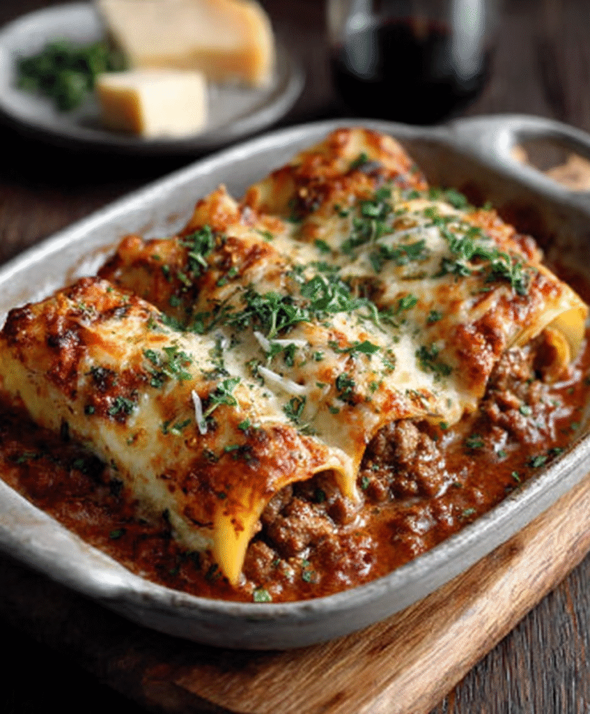 Canelones de Morcilla y Pera al Vino Tinto
