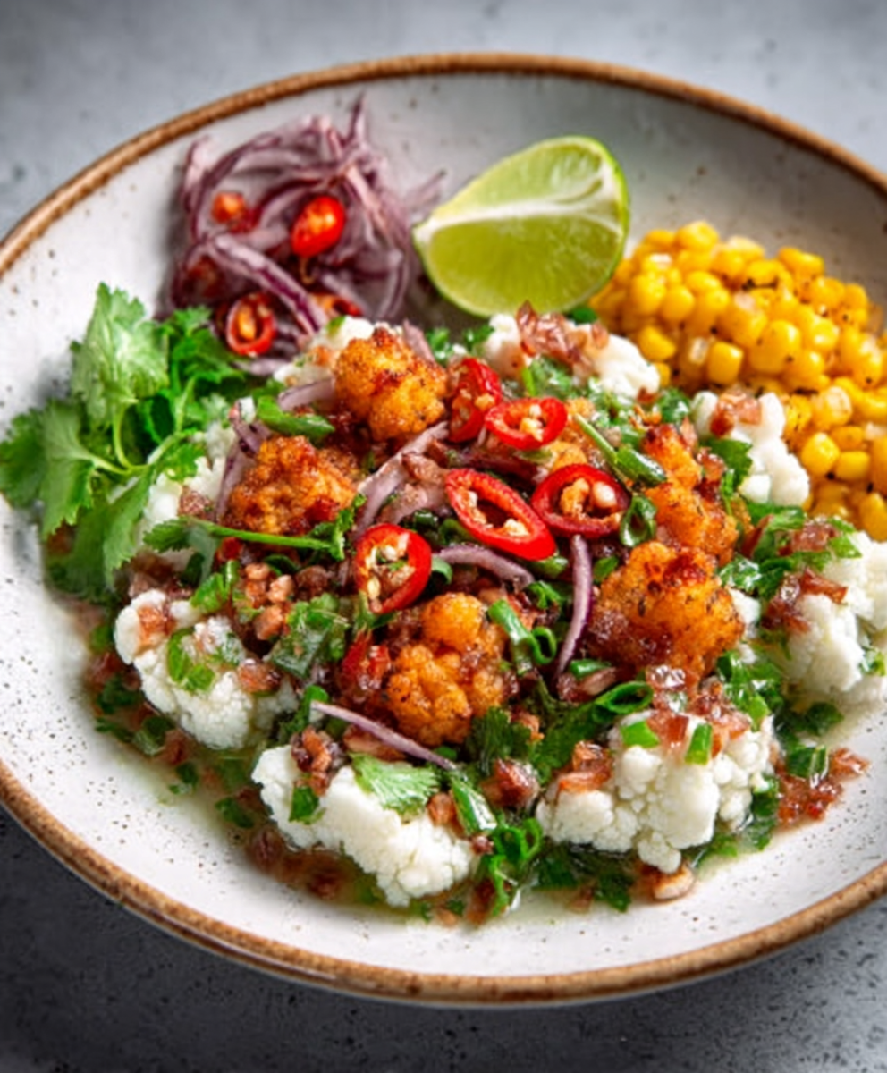 Ceviche de Coliflor con Leche de Tigre