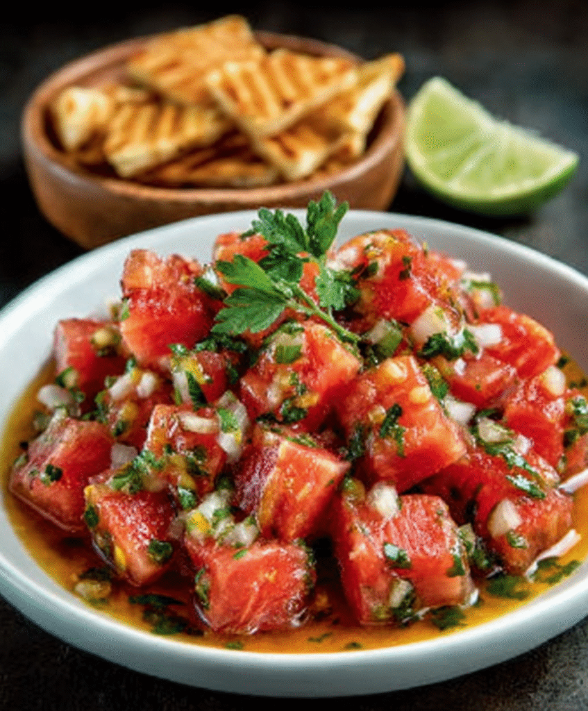 Ceviche de Sandía con Ají Amarillo