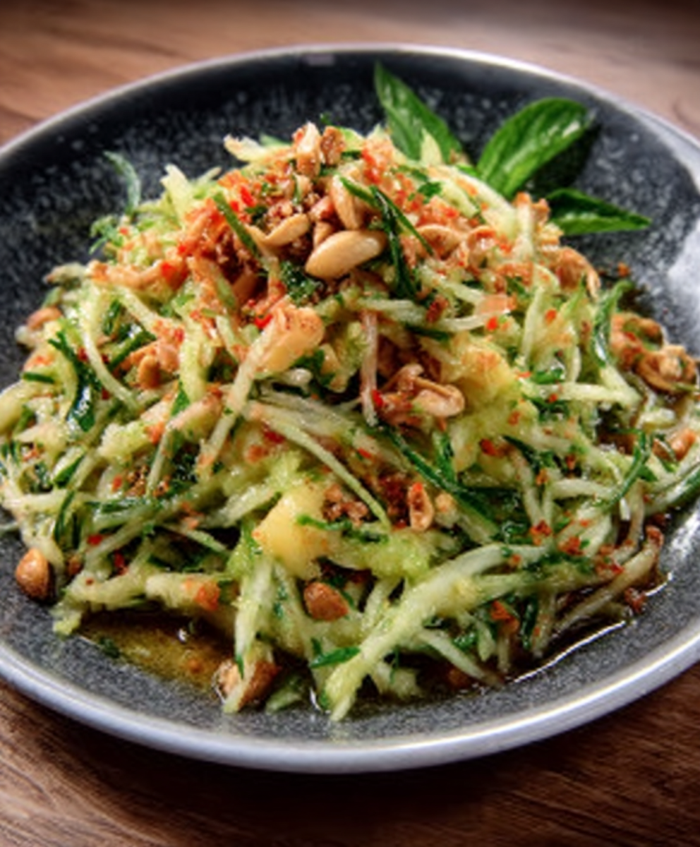 Ensalada de Chayote Crudo con Mango Verde y Cacahuates