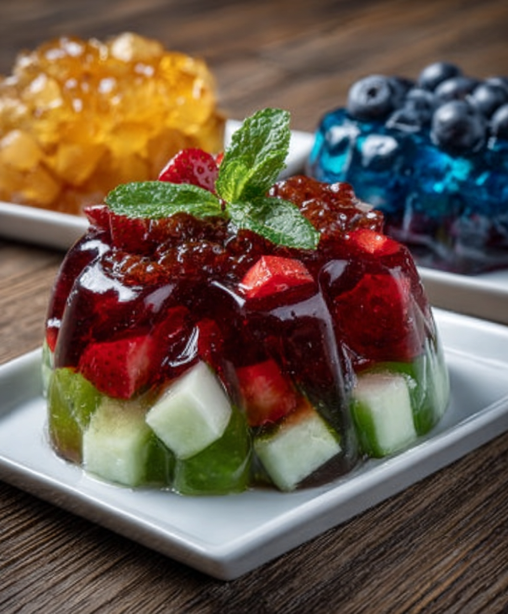 Ensalada de gelatina deconstruida