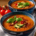 Gazpacho andaluz con toque de pepino y albahaca