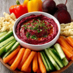 Hummus de remolacha con crudités